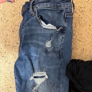 American Eagle Outfitters Men's Relaxed Distressed Jeans - Dark Blue